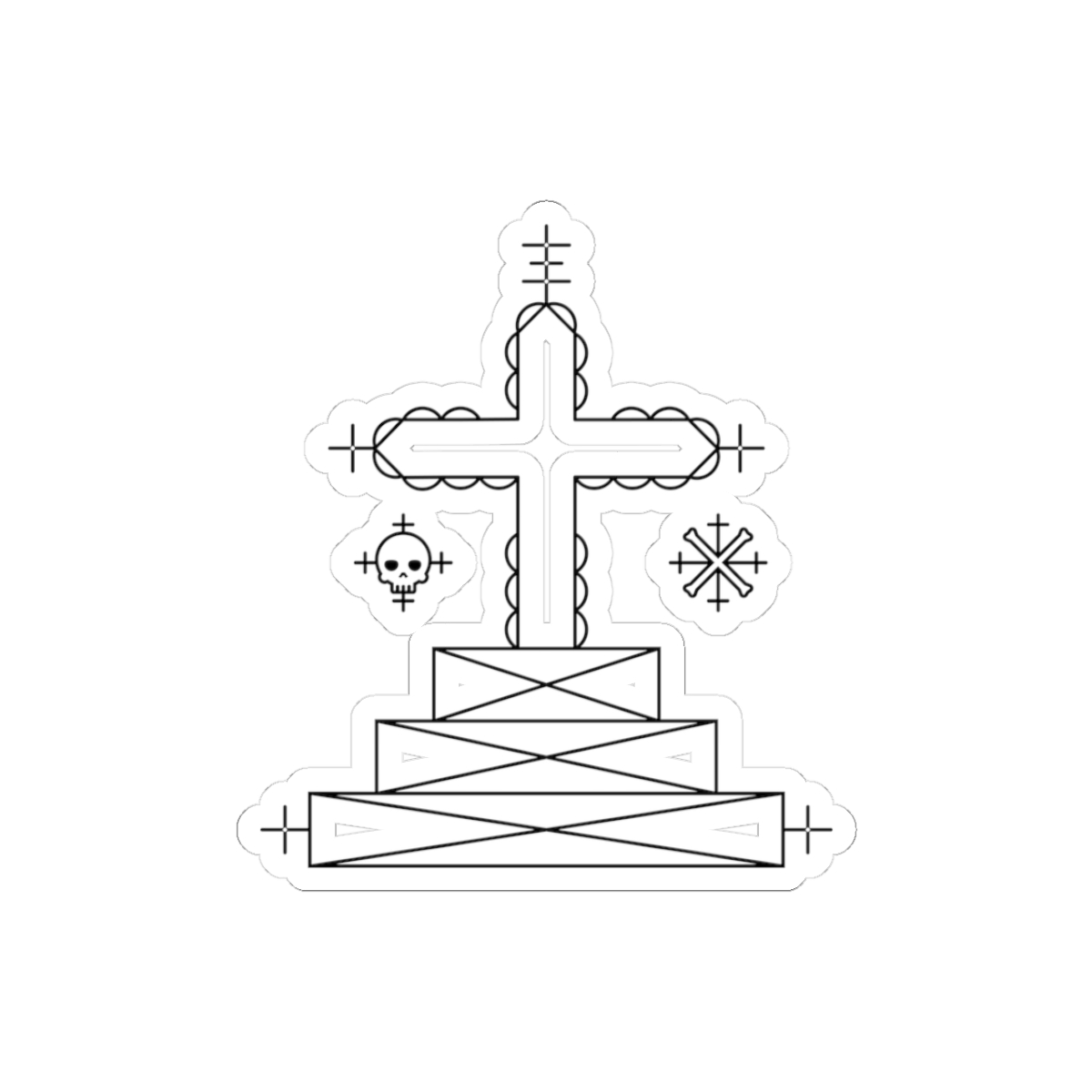 Papa Ghede Veve Vinyl Sticker | Voodoo-Inspired Gravestone Design